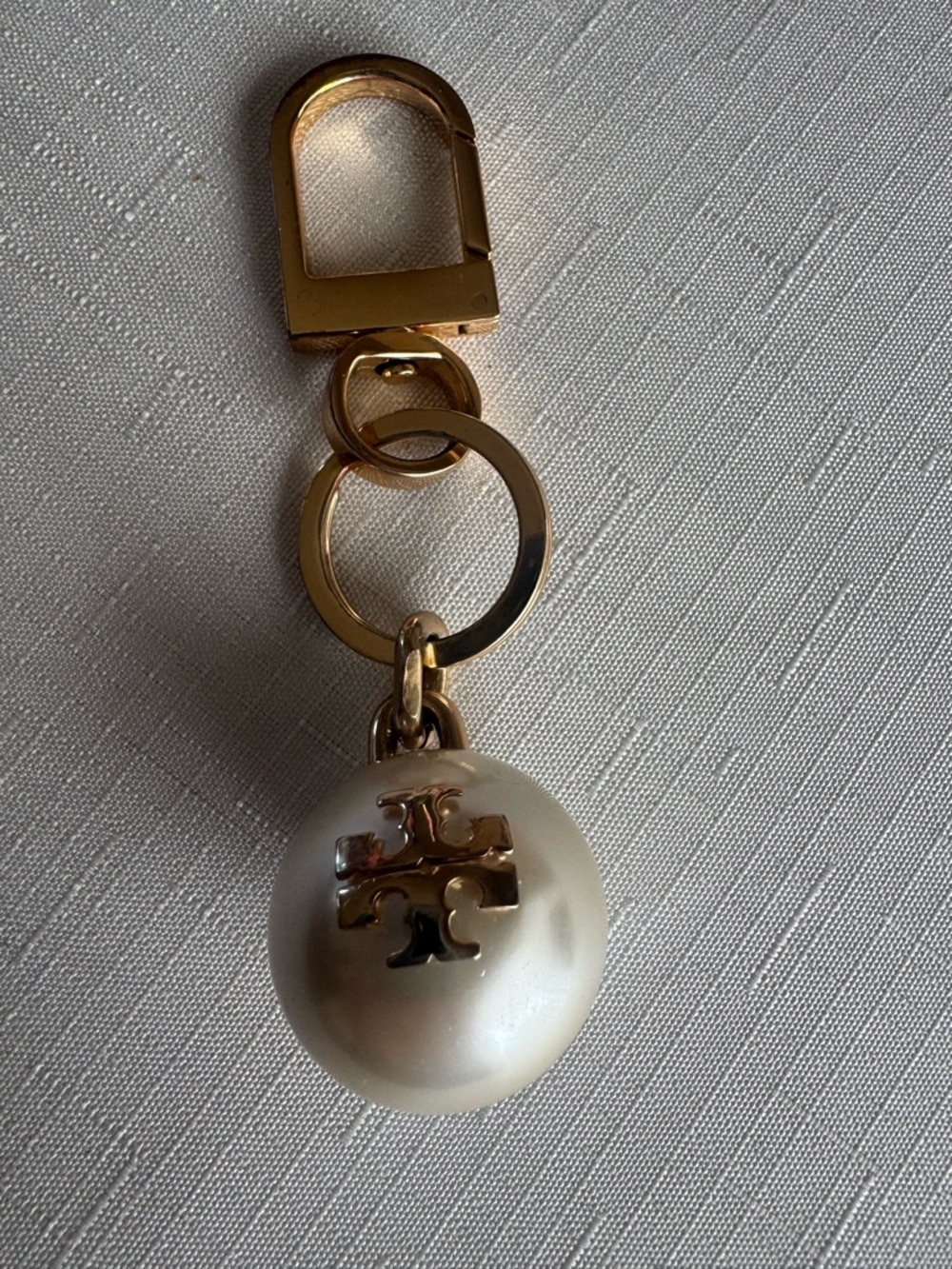 Tory Burch Gold Hardware with Pearl Charm Keyring